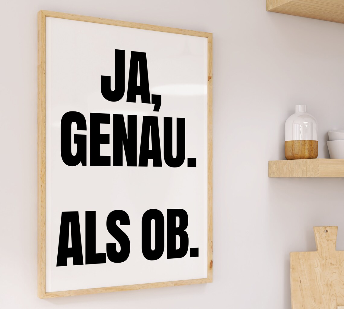 Ja Genau Als Ob Retro Typography Poster Print