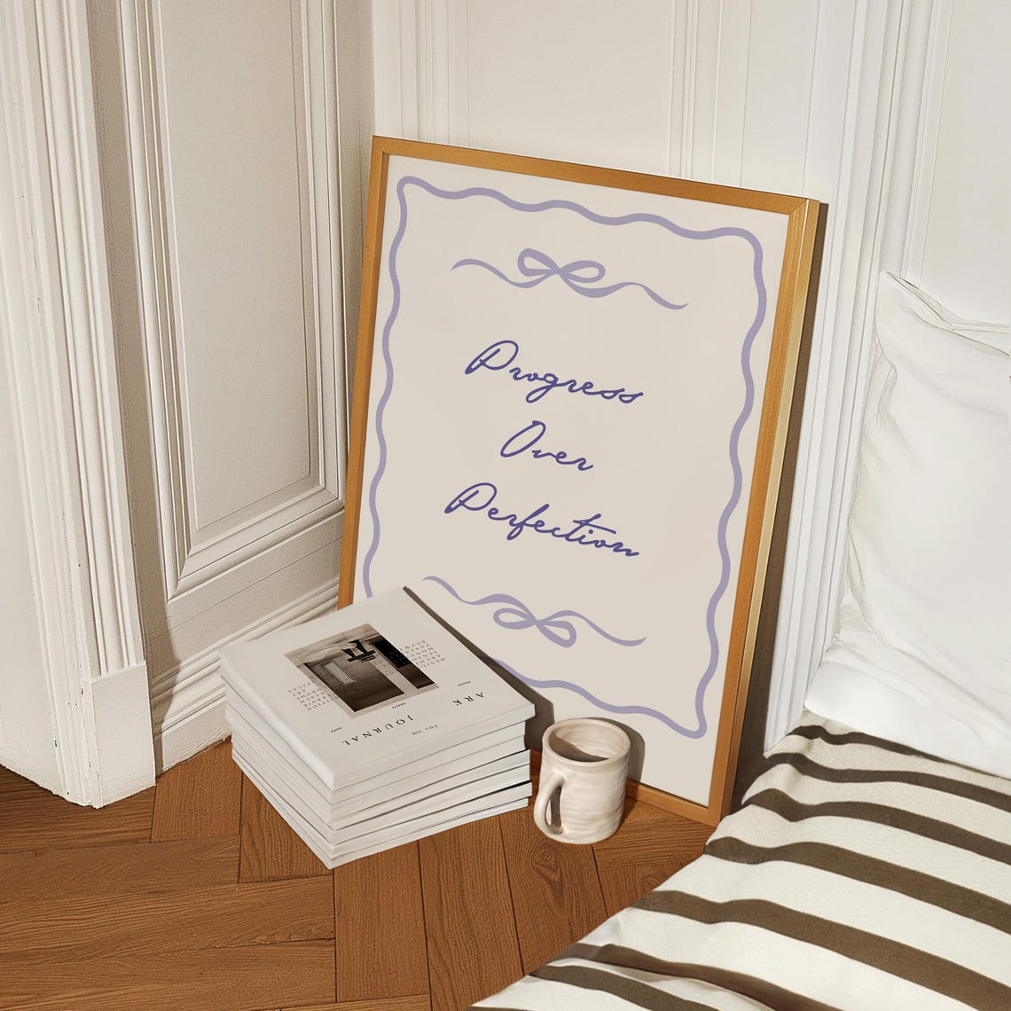 Progress Over Perfection Lavender Script Motivational Poster