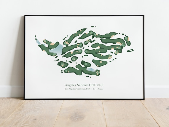 Angeles National Golf Club Los Angeles California Course Map Poster