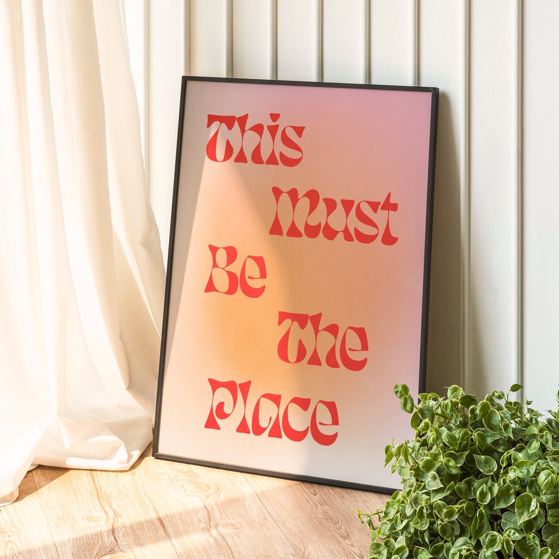 This Must Be The Place Retro Red Gradient Typography Art Print - Image 3