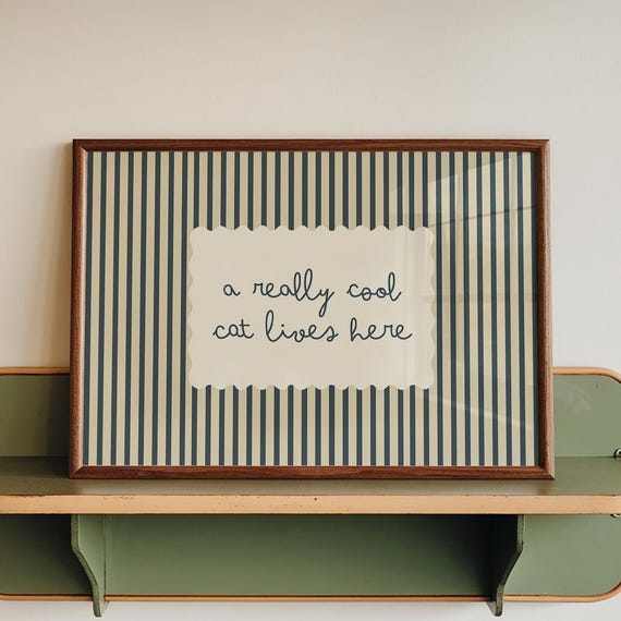 Funny Cat Print Handdrawn Typography Poster Trendy Entryway Decor
