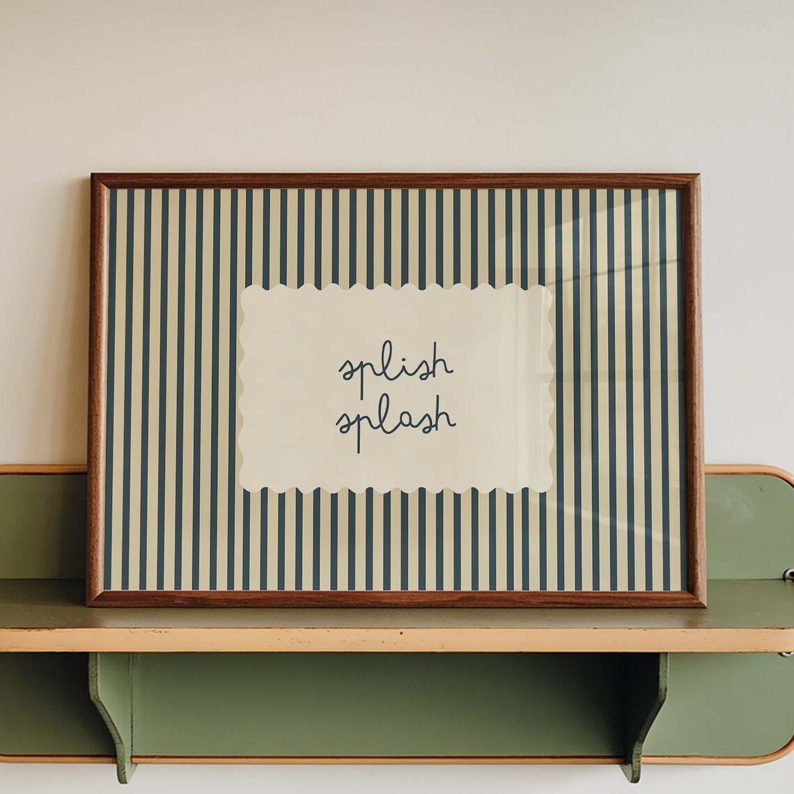 Splish Splash Bathroom Print Stripe Minimalist Bath Quote Art