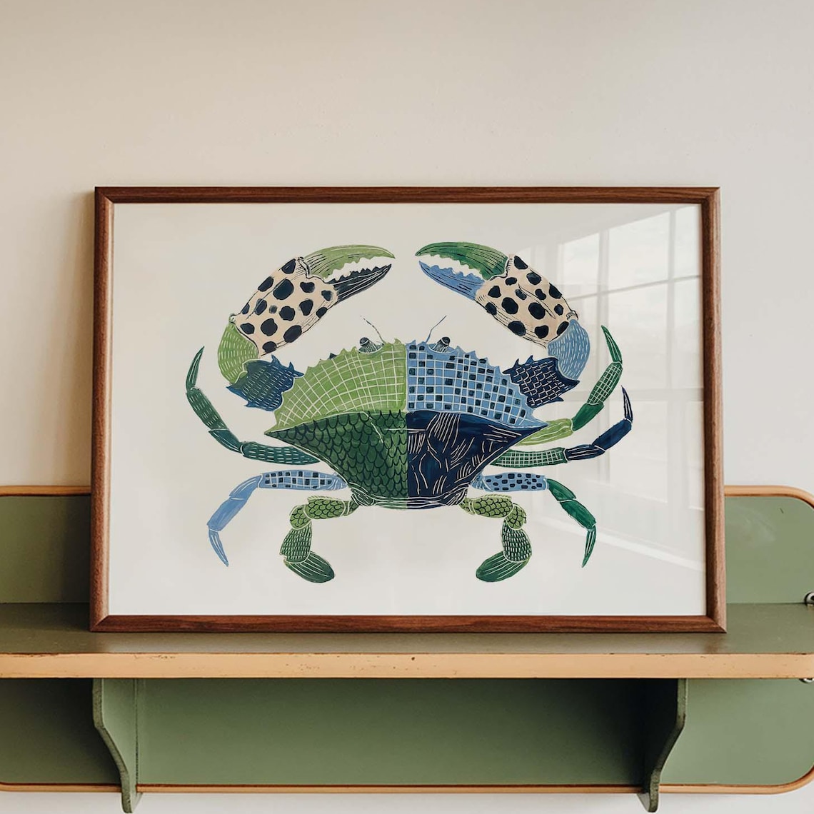 Crab Coastal Nautical Illustration, Sea Life Decor