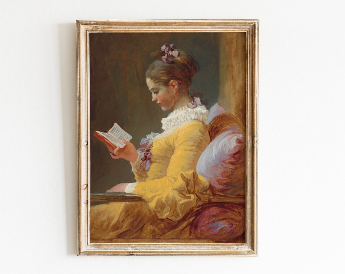 Fragonard Young Girl Reading Vintage Oil Painting Wall Art Gift