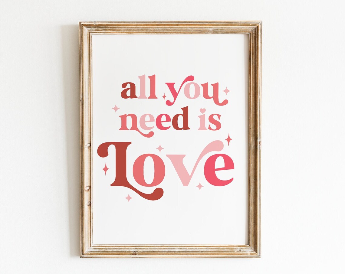 All You Need Is Love Art Print, Pink Valentine Decor - Image 4