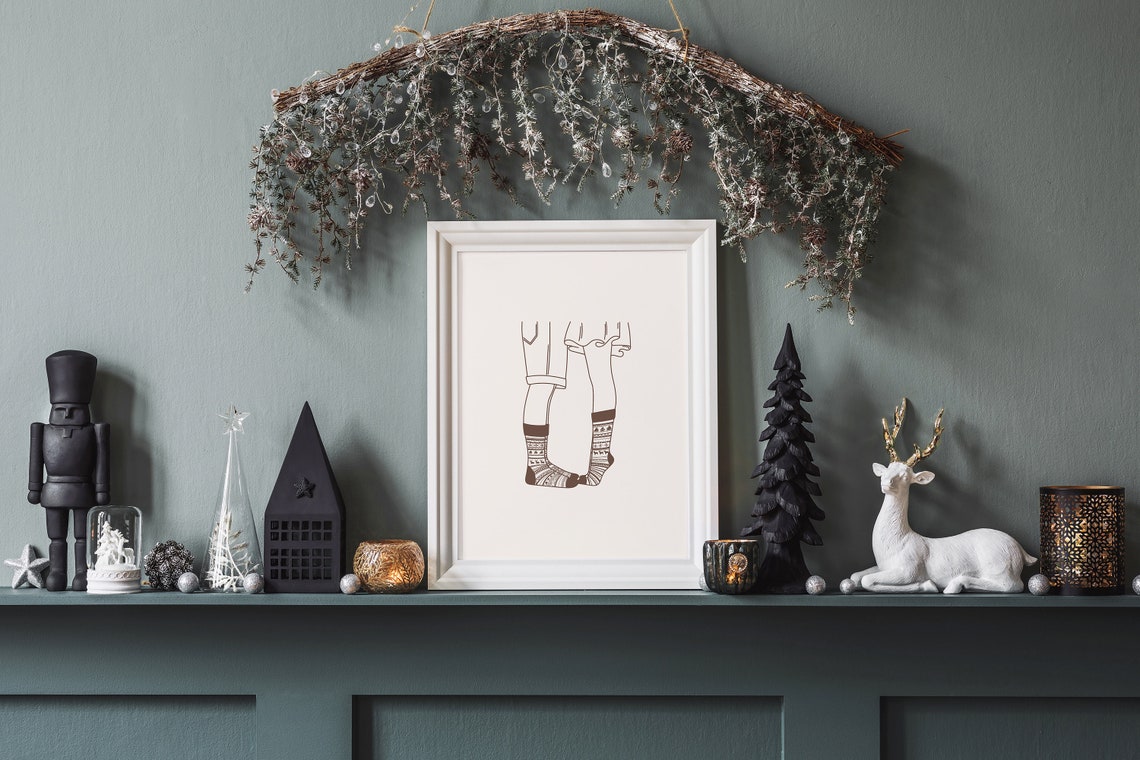 Couple Feet Print Romantic Couple Print Christmas Couple Print Christmas Socks Print Christmas Love Print Christmas Couple Gift - Image 3