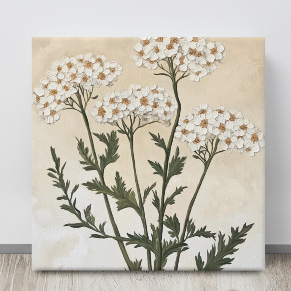 Yarrow Flower Painting Print Wall Art Painting Print Yarrow Plant Art White Yarrow Art Nature Art Print