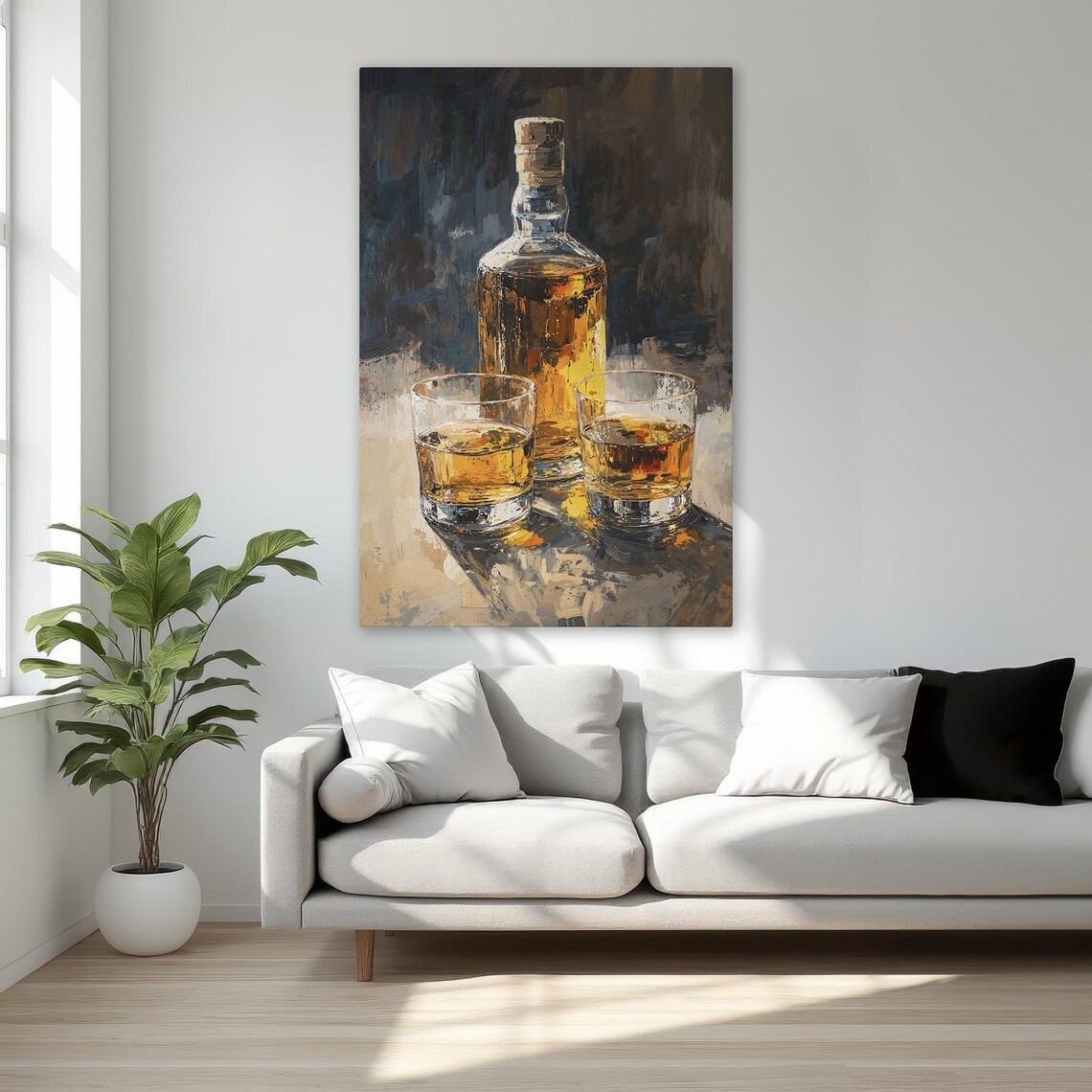 Vintage Whiskey Bottle And Glasses Art Print