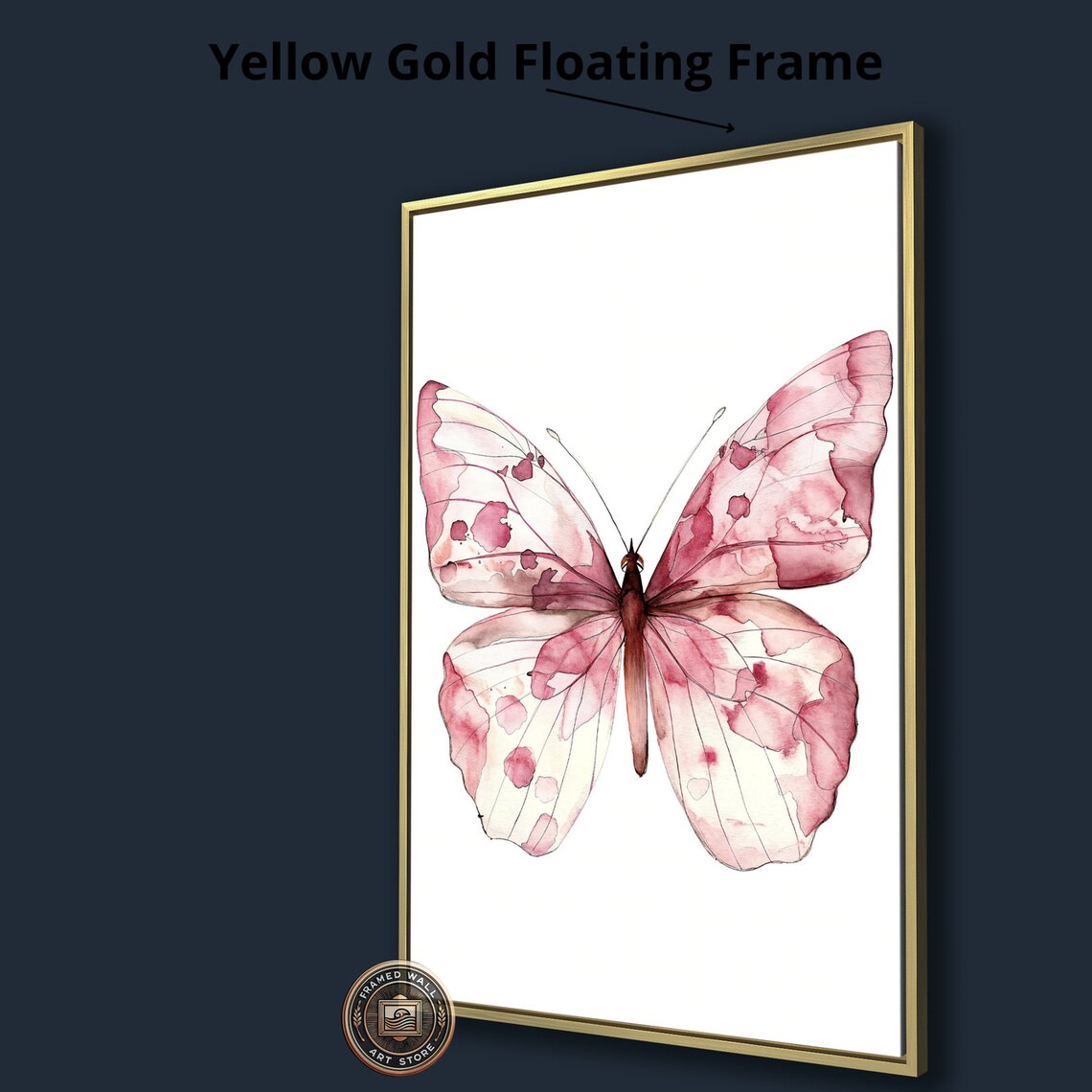 Pink Watercolor Butterfly Delicate Wings Minimal Insect Art Poster - Image 3