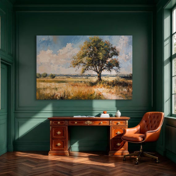 Tree Of Life Framed Canvas Print Country Landscape Wall Art Serene Nature Decor For Bedroom Gift Her Ready To Hang