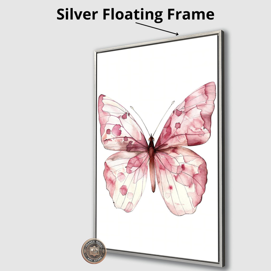 Pink Watercolor Butterfly Delicate Wings Minimal Insect Art Poster - Image 4