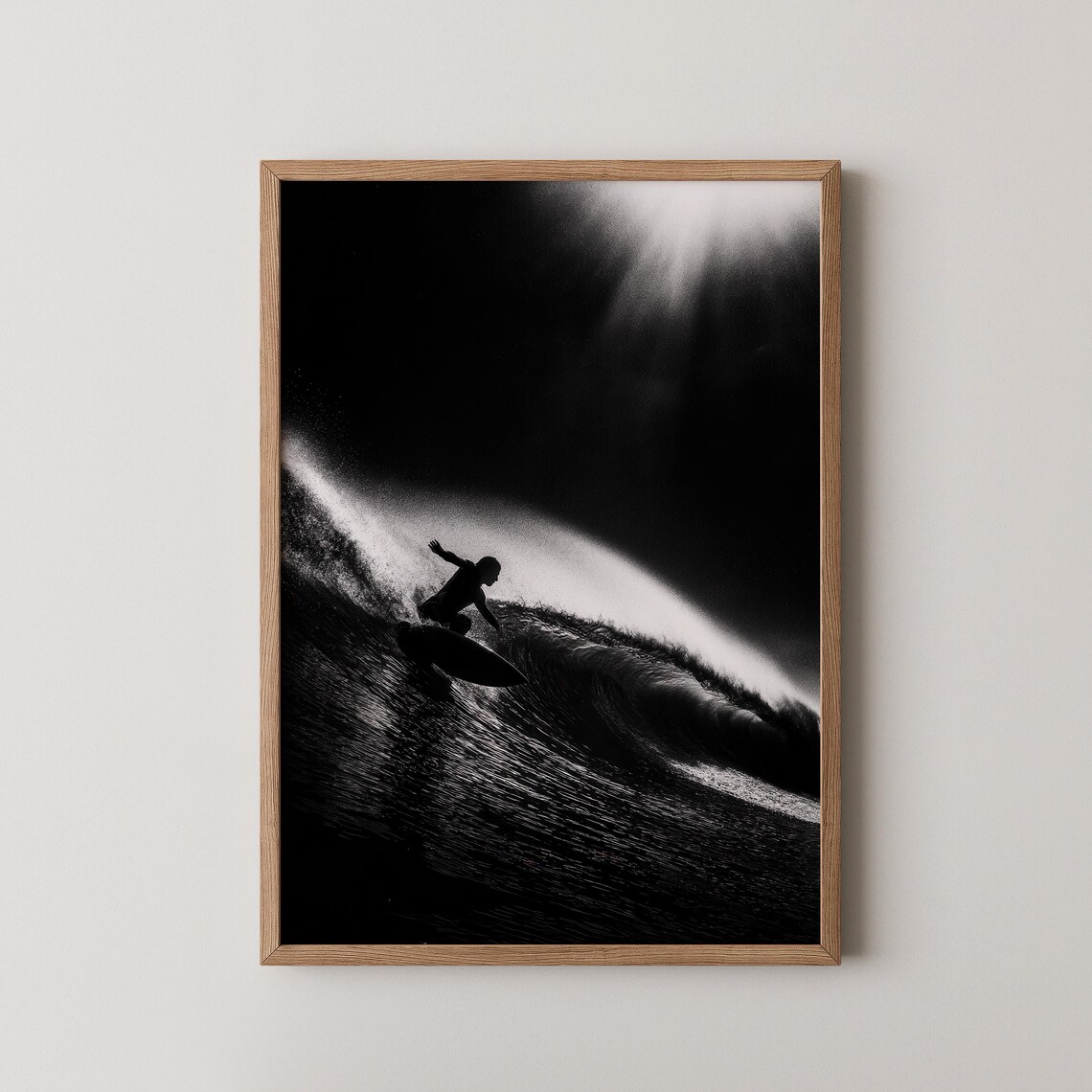 Black And White Surf Poster Wave Photography