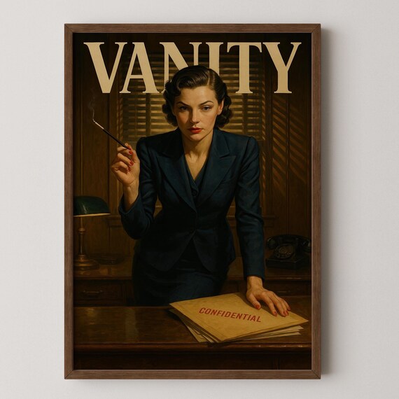 Retro Noir Woman Art Print 1950s Office Decor Jpegs A024x36