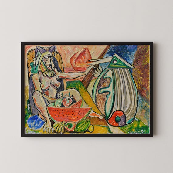 Surreal Watermelon Cubist Art Print Abstract Kitchen Decor 2 Files
