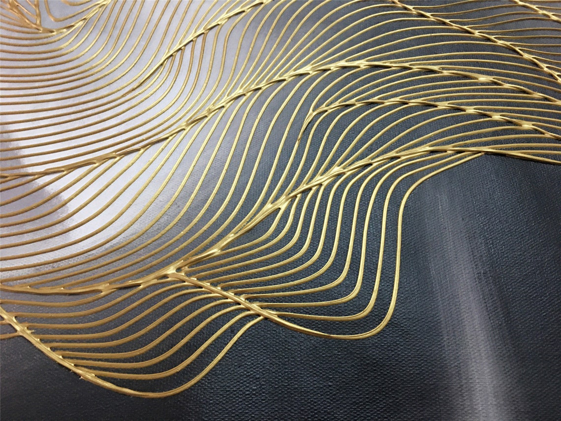 Gold Line Waves Over Misty Peaks Abstract Luxury Wall Art Poster - Image 5