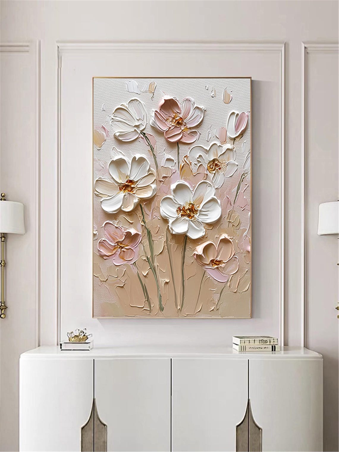3dtextured Acrylic Painting On Abstract Painting Pink Flower Wall Art Living Room Painting Framed Wall Painting Singerpainting Gifts - Image 4