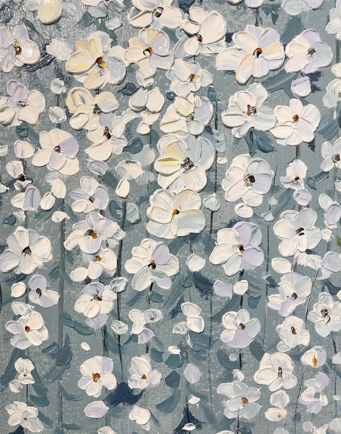 Abstract Flower Acrylic Wall Art Print, Blue Beige - Image 5