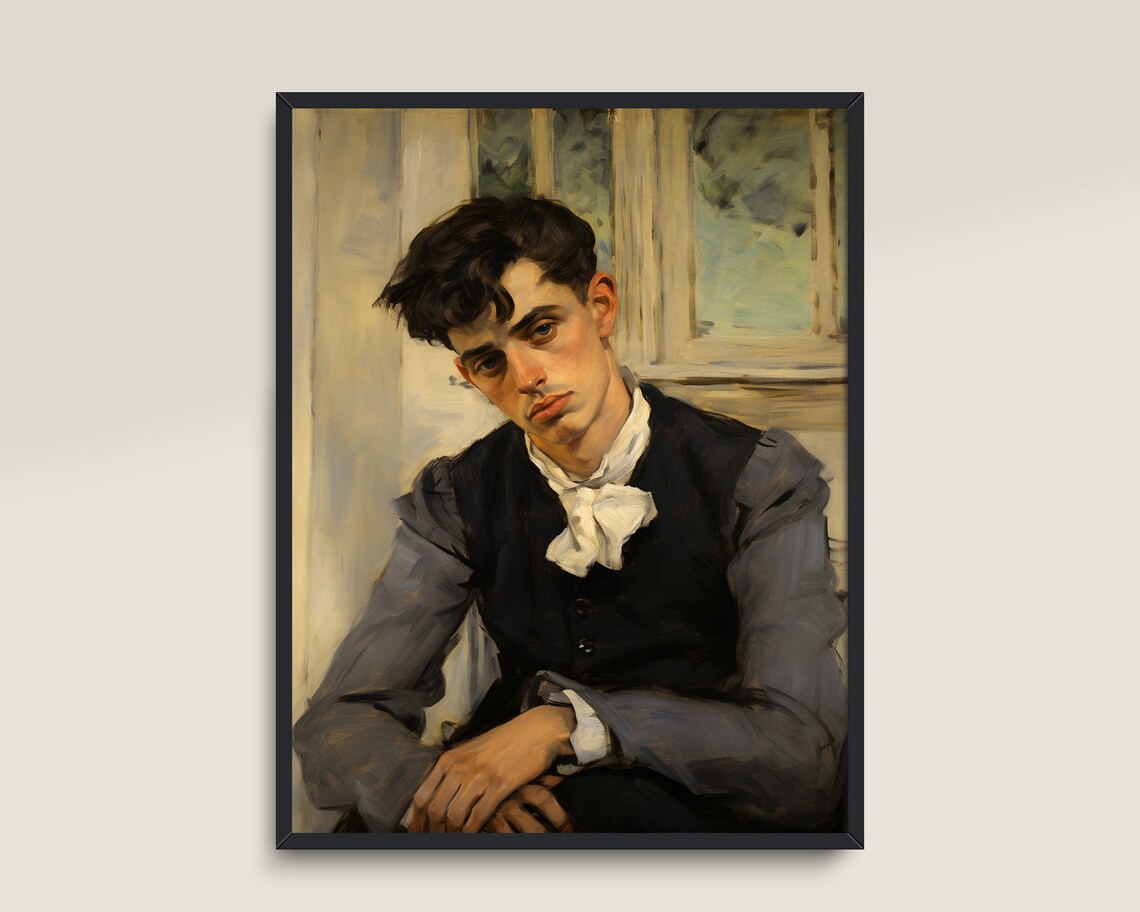 Men Portrait Vintage Art Print, Dark Academia - Image 3