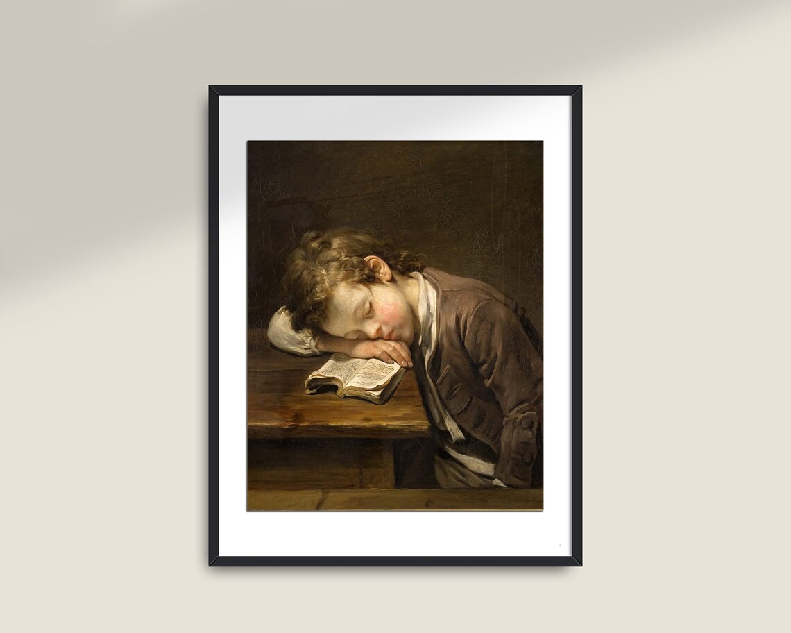Lazy Boy Reading a Book Vintage Painting Art Print - Image 2