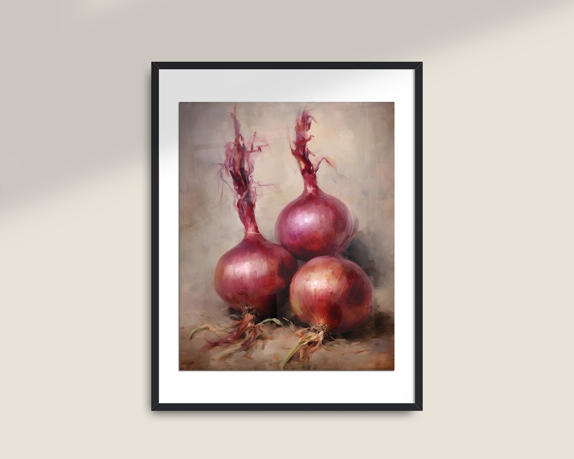 Red Onion Kitchen Still Life, Vintage Art Print - Image 2