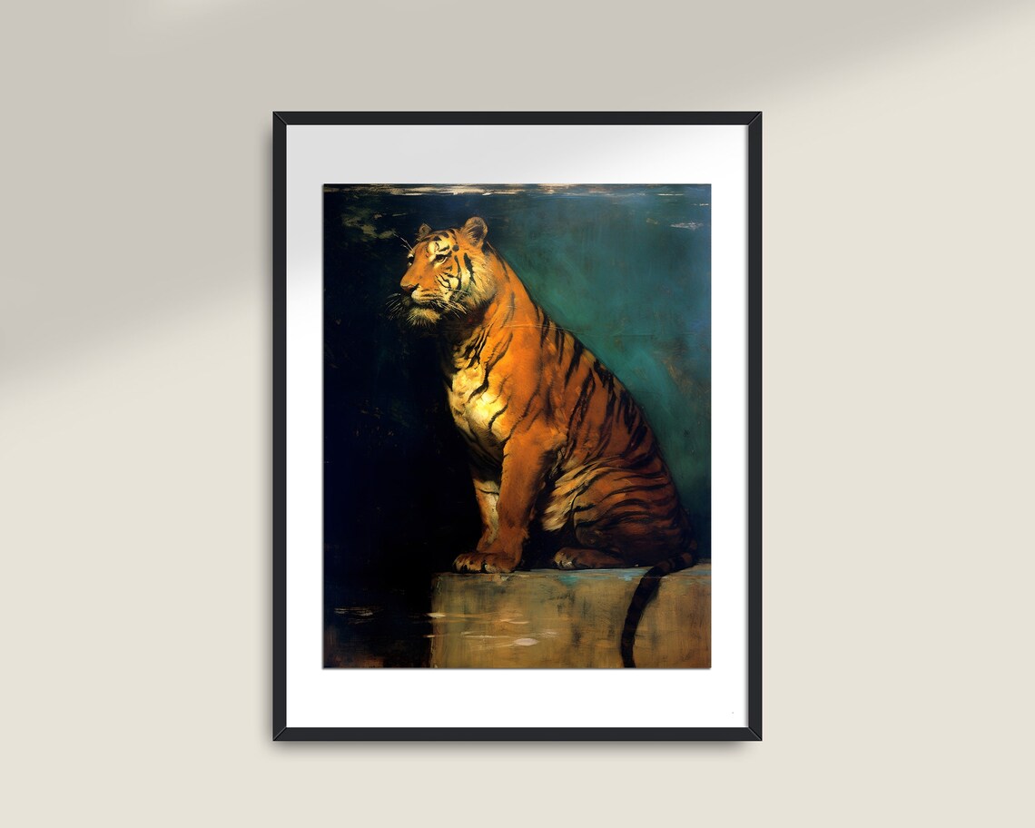 Tiger Painting Vintage Dark Academia Art Print - Image 2