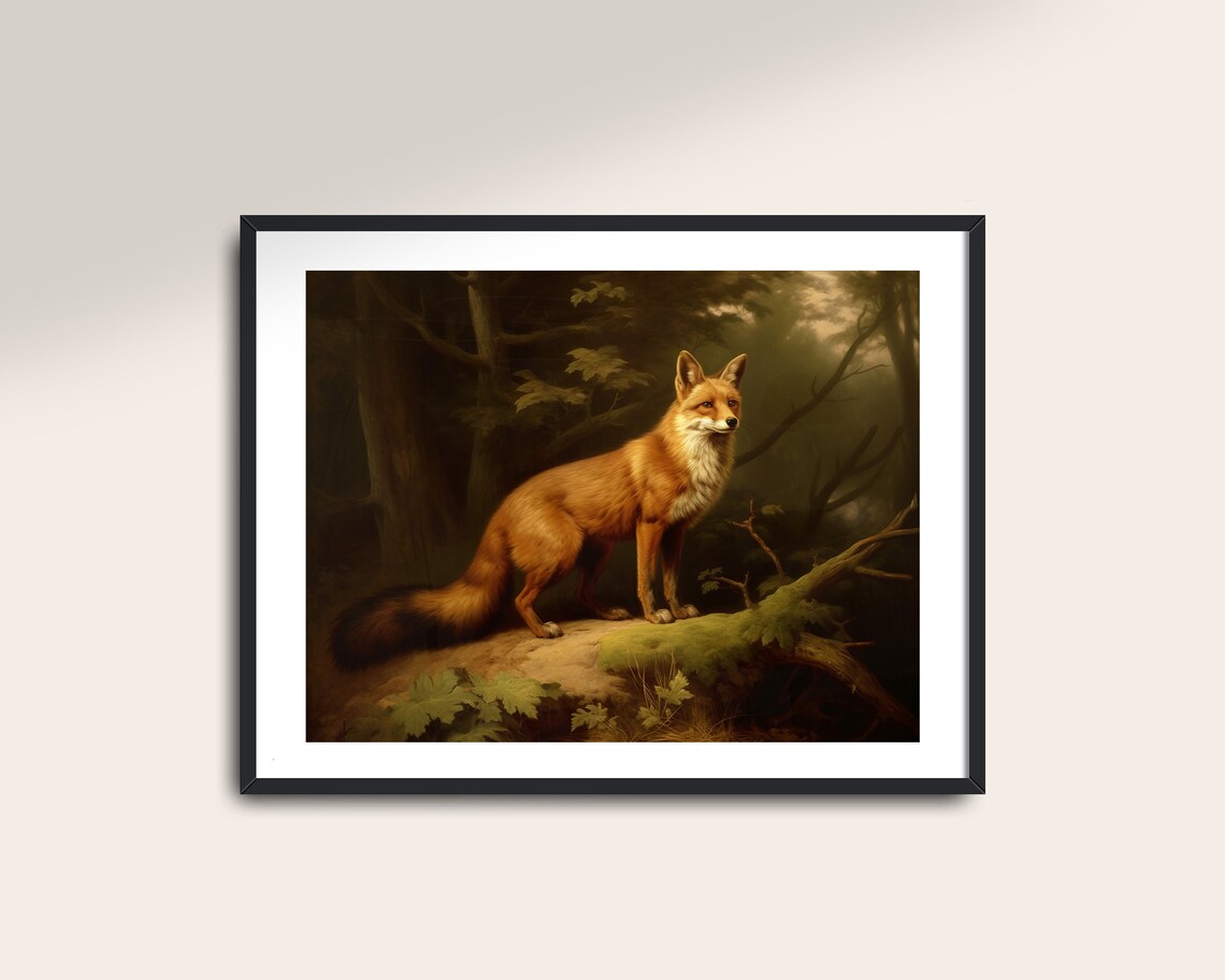 Fox Painting Vintage Art, Rustic Animal Wall Print - Image 2