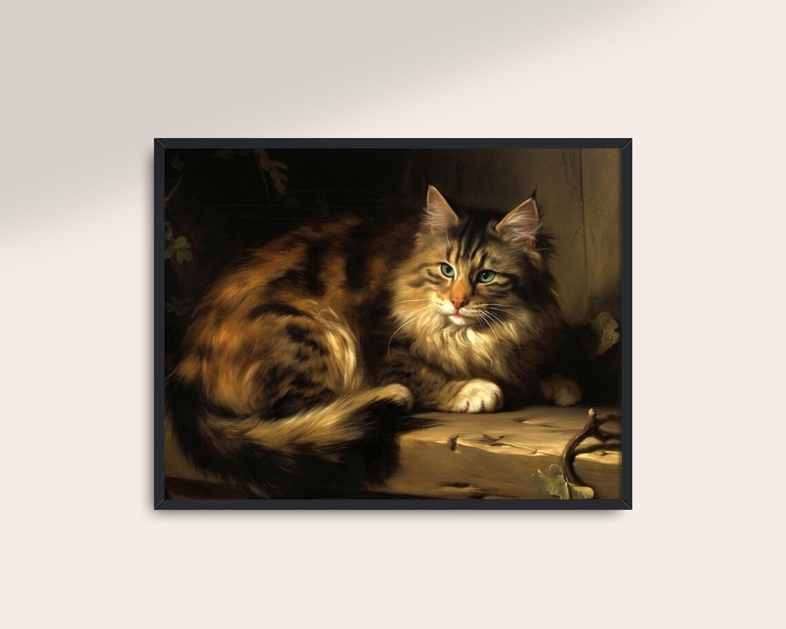 Vintage Cat Antique Sketch, Light Academia Art Print - Image 2