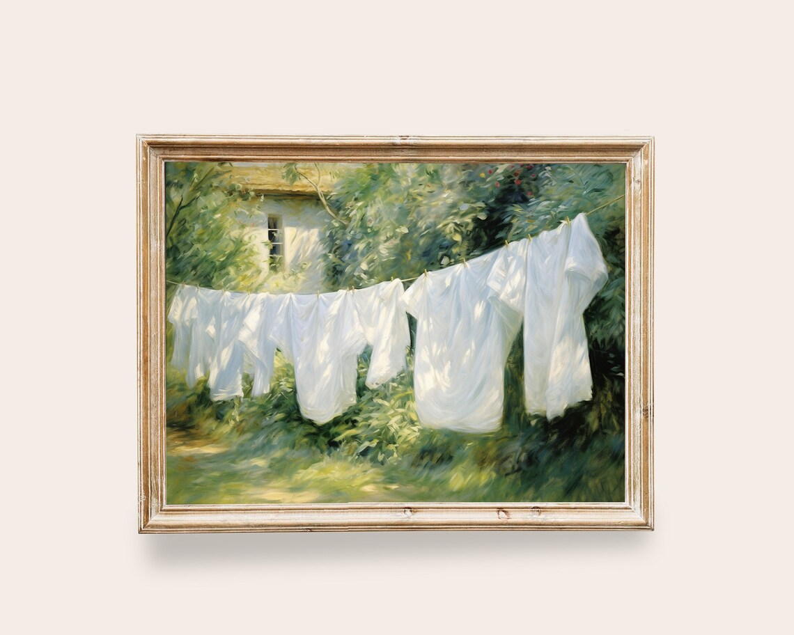 Laundry Room Vintage Painting Garden Landscape Art Print
