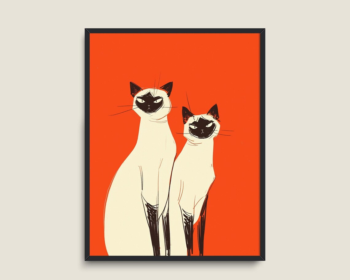 Siamese Cats Vintage Animal Art Poster Print - Image 3