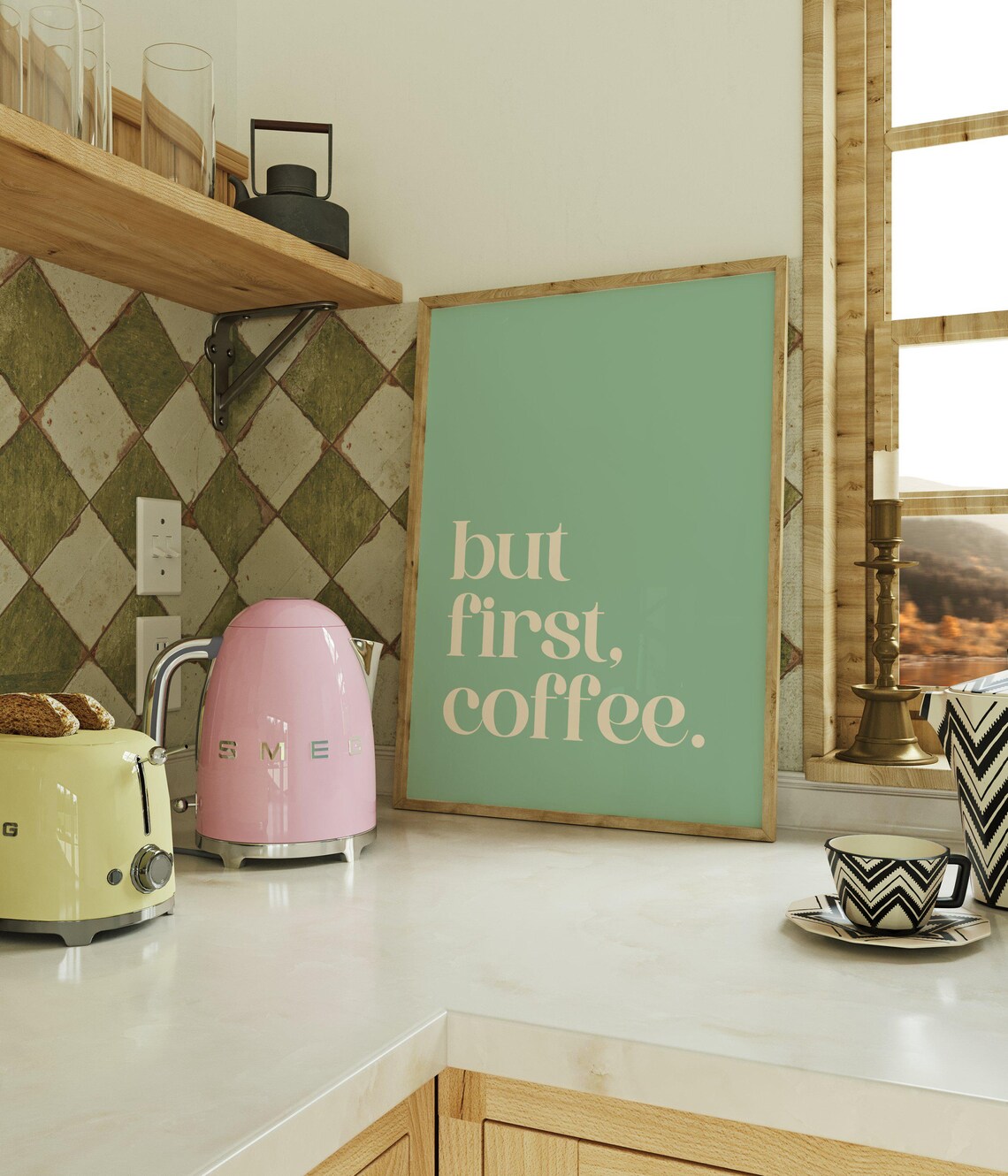 But First Coffee Minimalist Kitchen Quote Poster