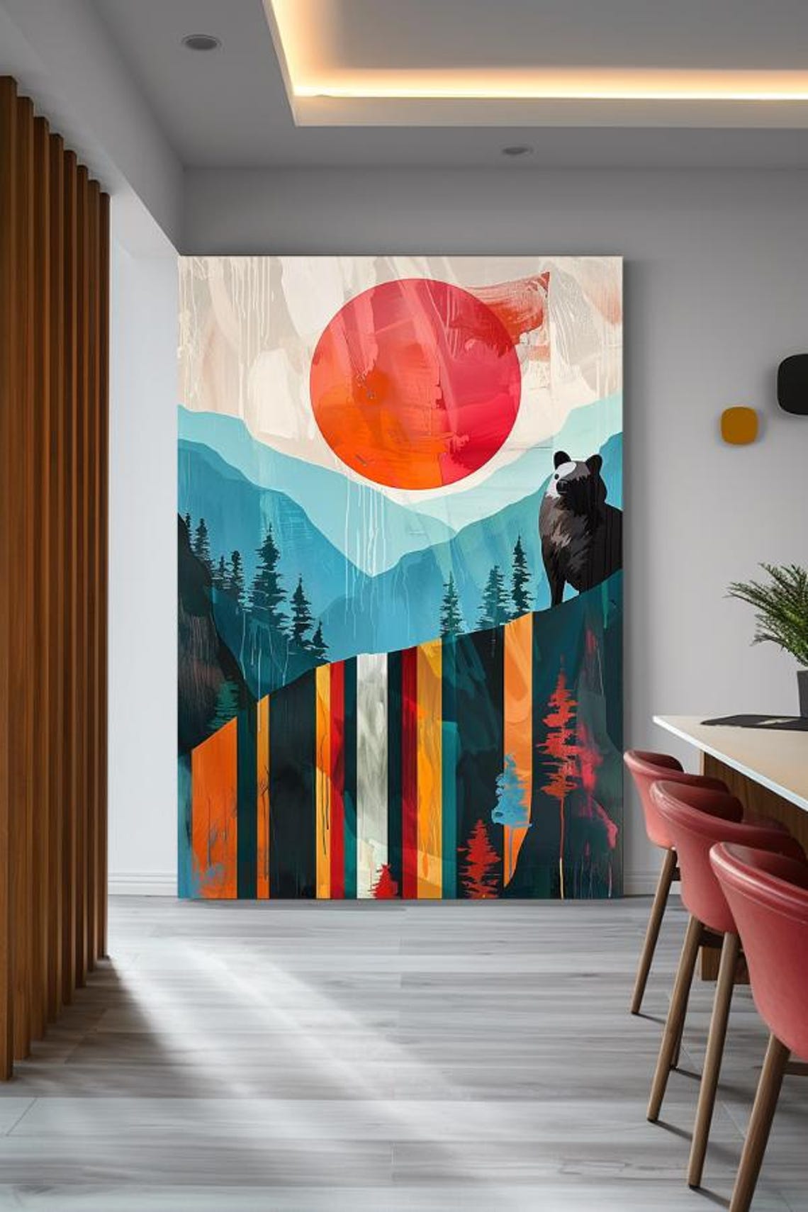 Painting Call Of The Mountains Abstract Stretched Painting Wall Art Print Contemporary Artwork For Home Decor - Image 2