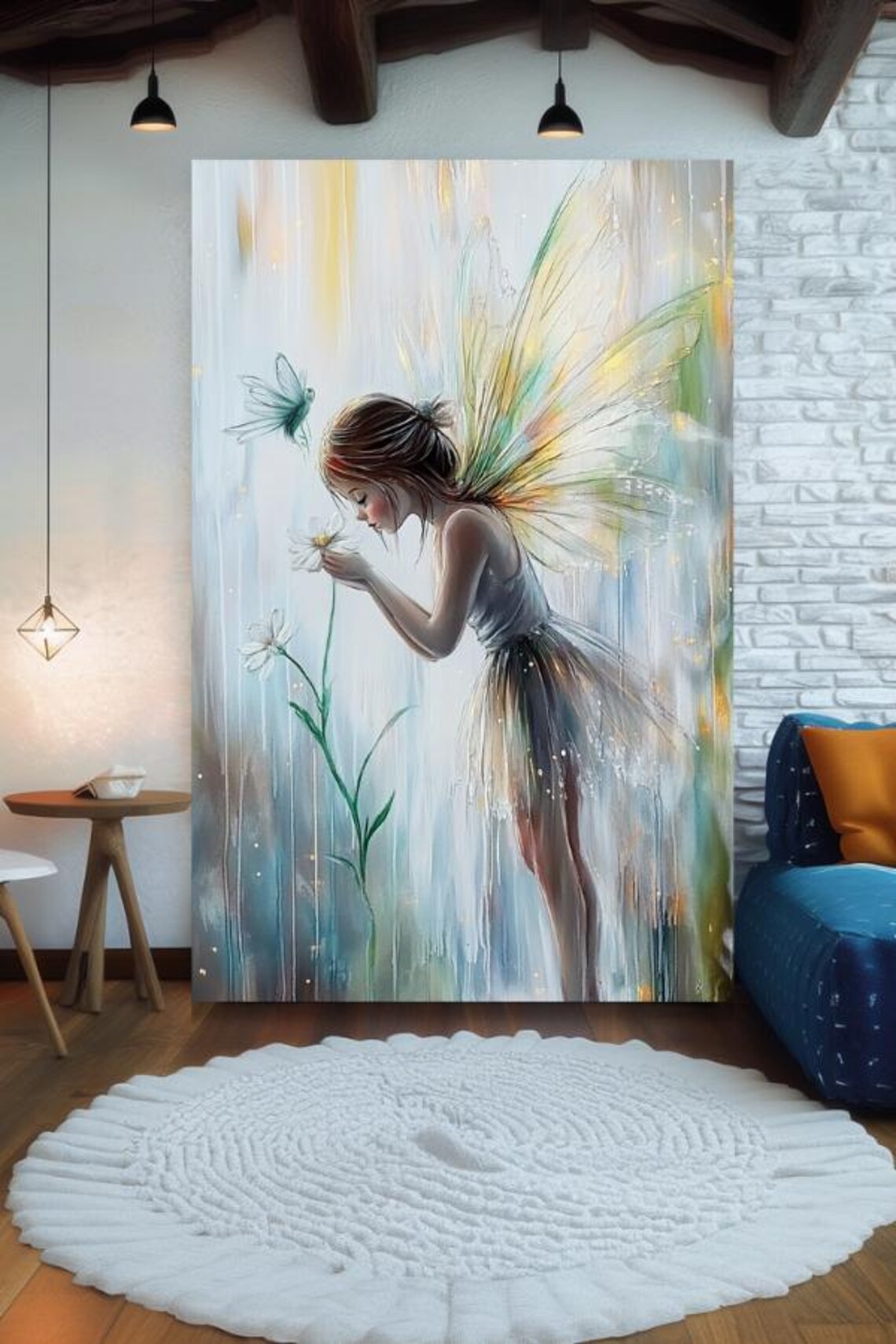 Flower Fairy Girl Smelling Flowers In The Rain Fantasy Poster - Image 2