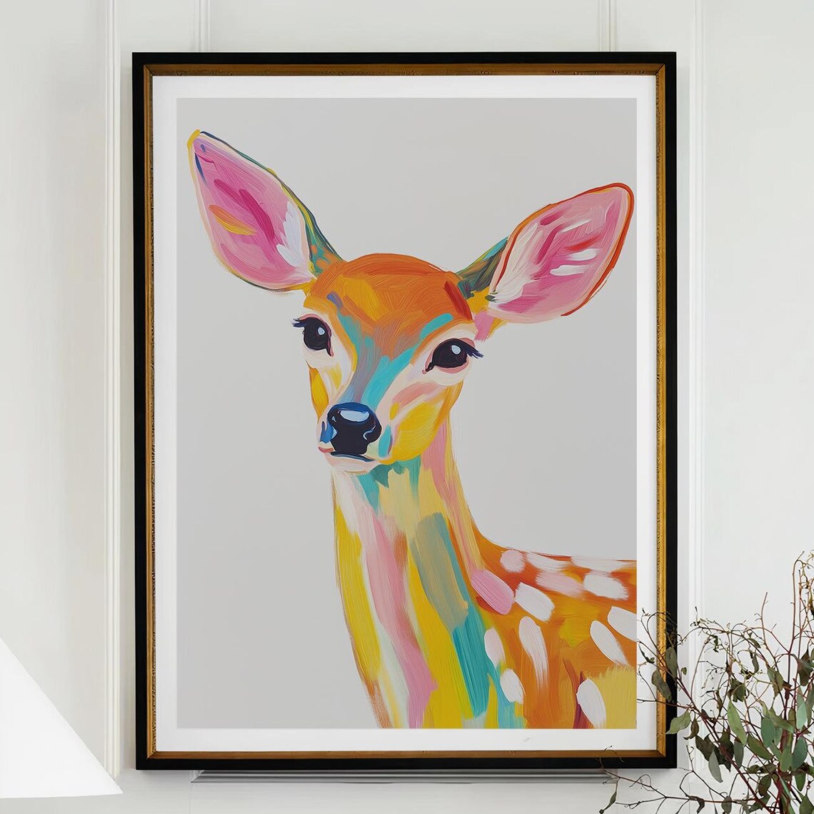 Colorful Fawn Portrait Modern Pop Art Wildlife Animal Poster