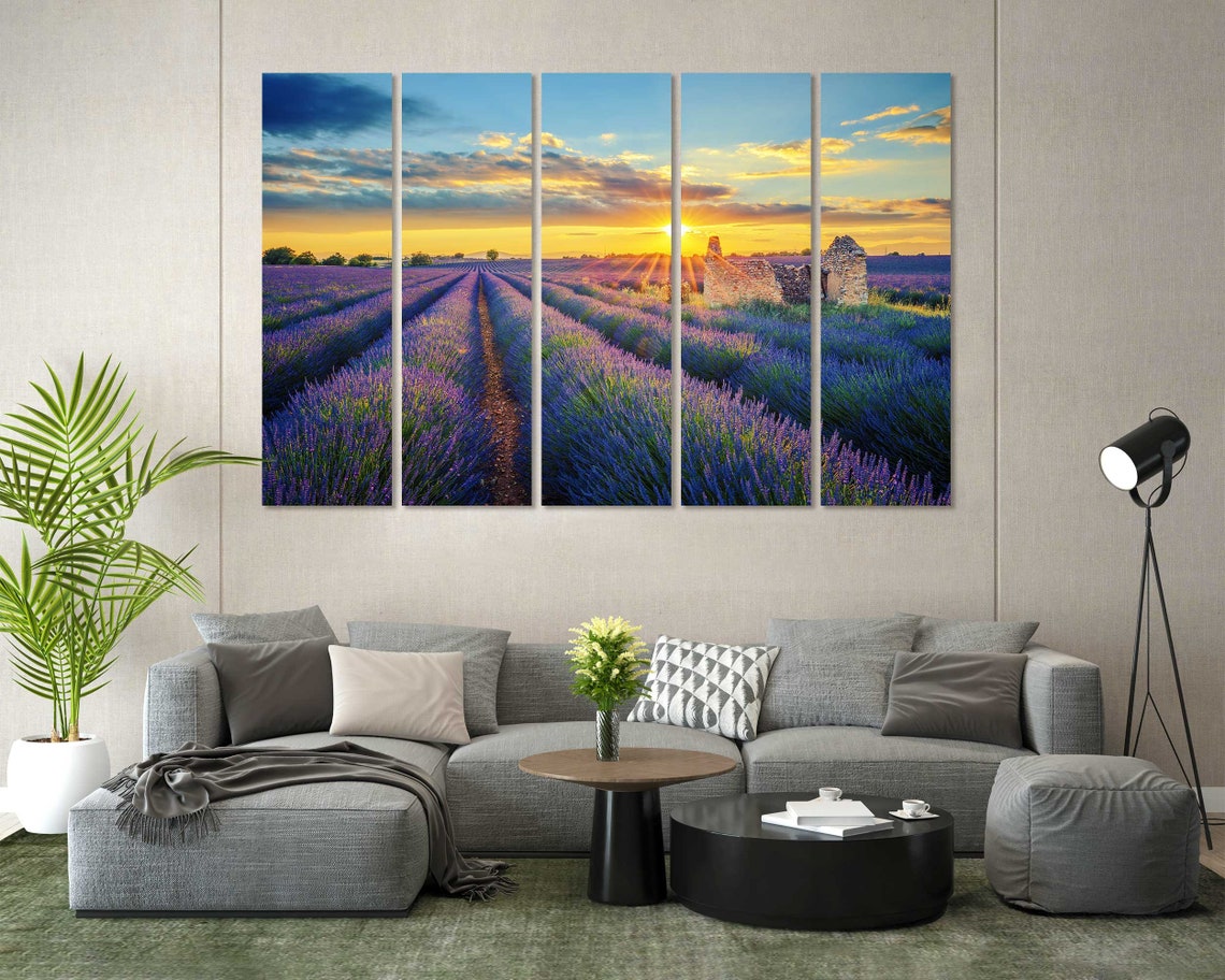 Provence Lavender Fields Sunset Stone Hut Purple Rows Travel Poster - Image 8