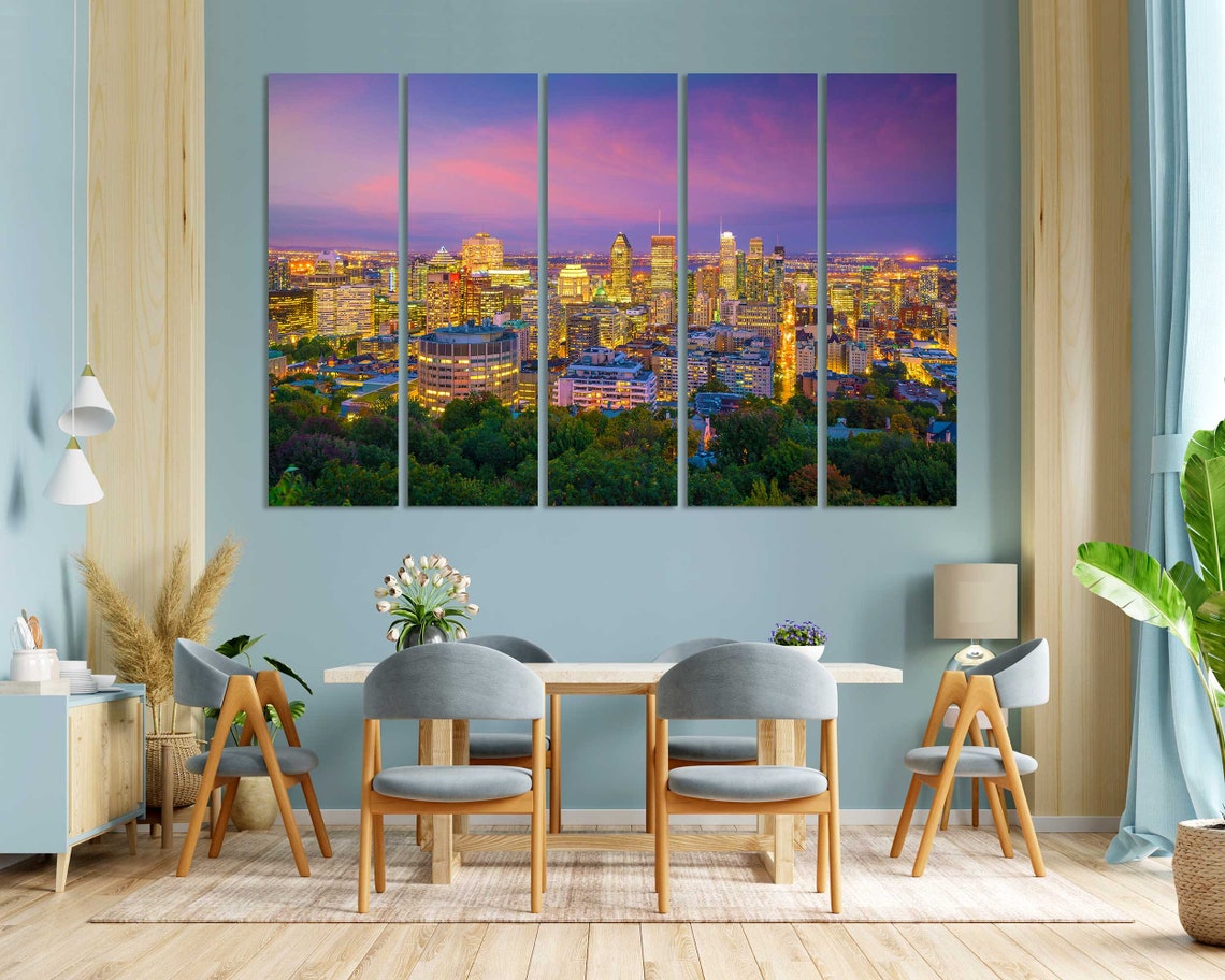 Montreal Canada Panoramic Skyline At Night With Colorful Sky Poster - Image 3