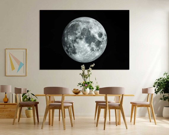 Full Moon Close Up Crater Detail Night Sky Lunar Surface Art Poster
