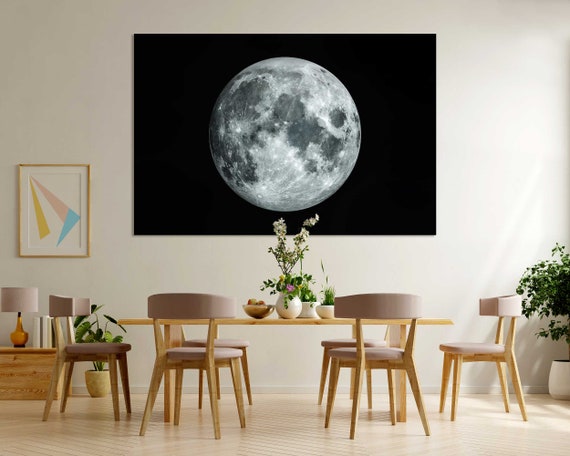 Full Moon Original Art For Wall Moon Light Art Printing On Moon Close Up Pictures Planet Home Decor Space Art For Gift Space Art