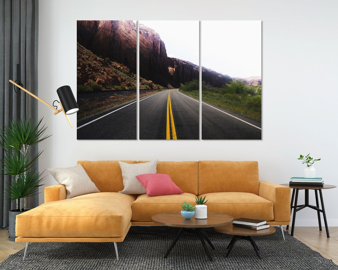 Empty Desert Highway Through Red Rock Canyon Cliffs Travel Poster - Image 5