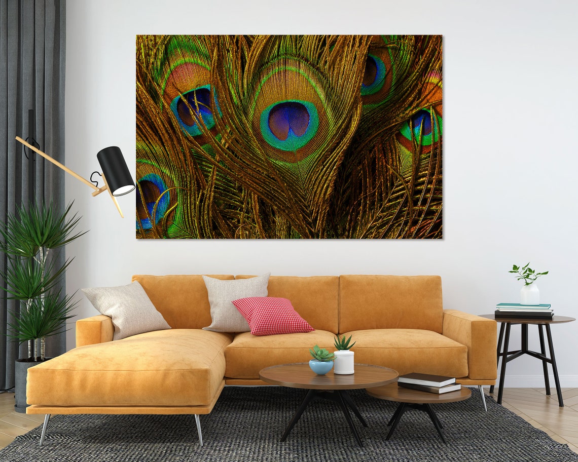 Peacock Feather Eyes Macro Photography Iridescent Teal Gold Print - Image 4