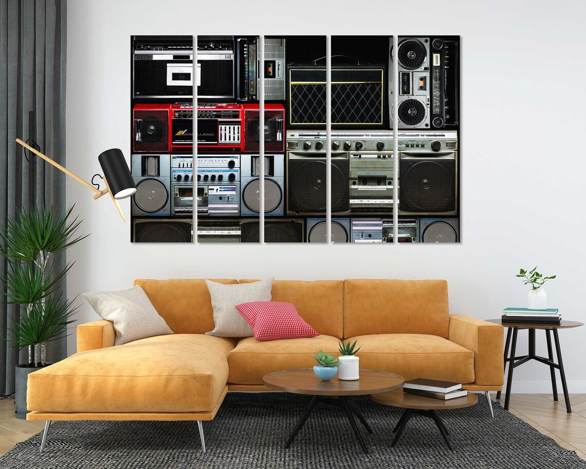 Vintage Boombox Collage Retro Cassette Radios Hip Hop Music Wall Poster - Image 4