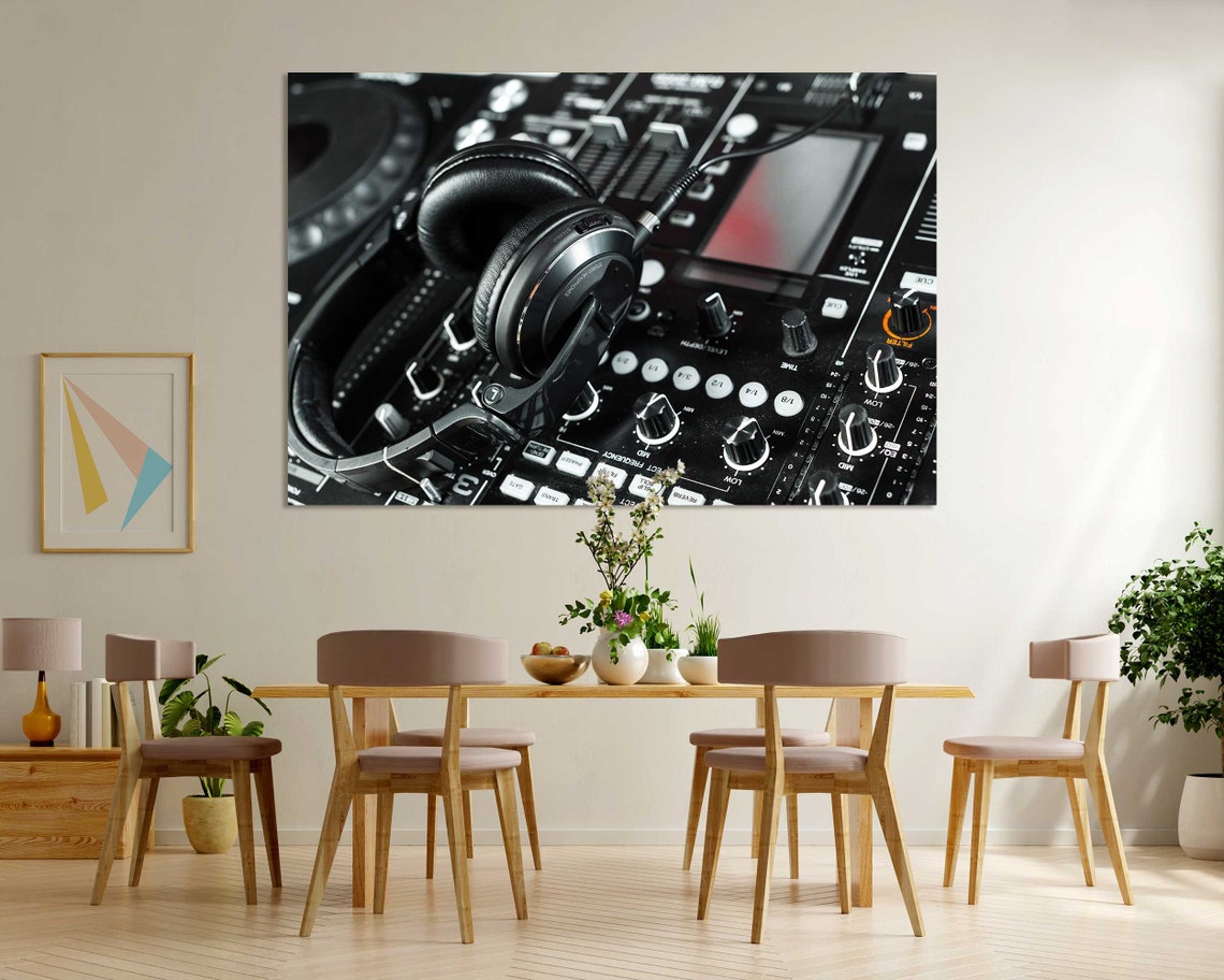 DJ Mixer Console With Headphones Music Studio Equipment Wall Art - Image 5