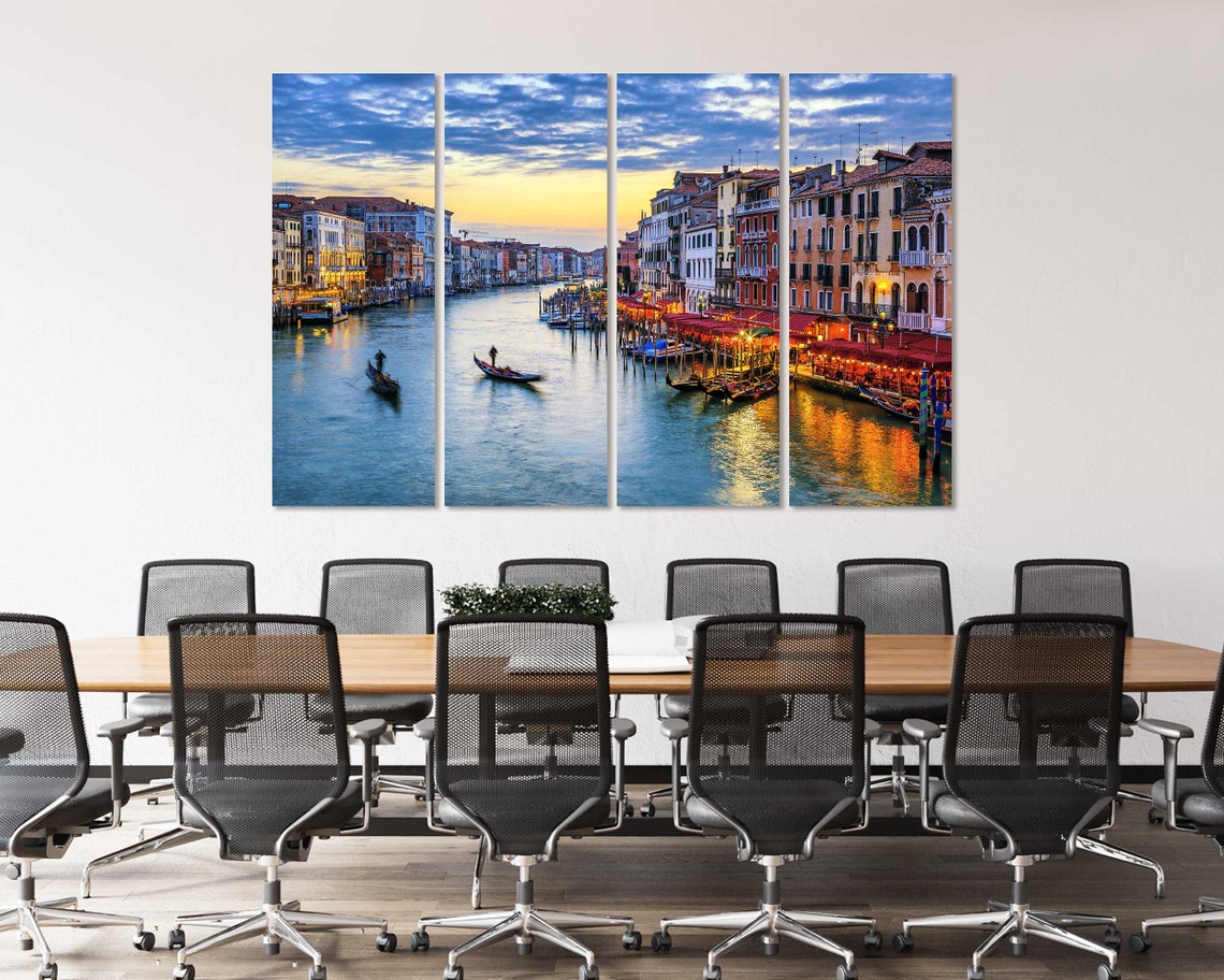 Venice Grand Canal Gondolas Sunset Colorful Waterfront Italy Poster - Image 4