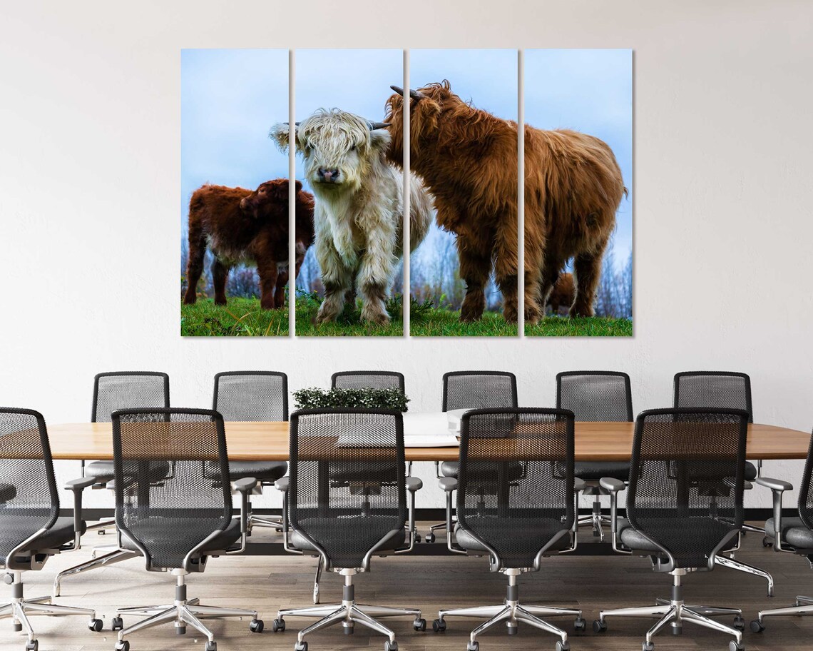 Highland Cows Herd Farm Field Shaggy Scottish Cattle Animal Poster - Image 3
