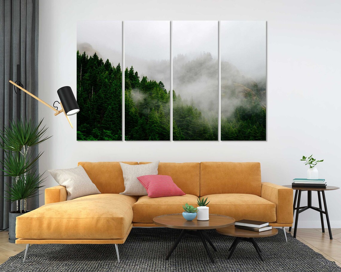 Misty Green Conifer Forest Mountain Fog Moody Nature Travel Poster - Image 5