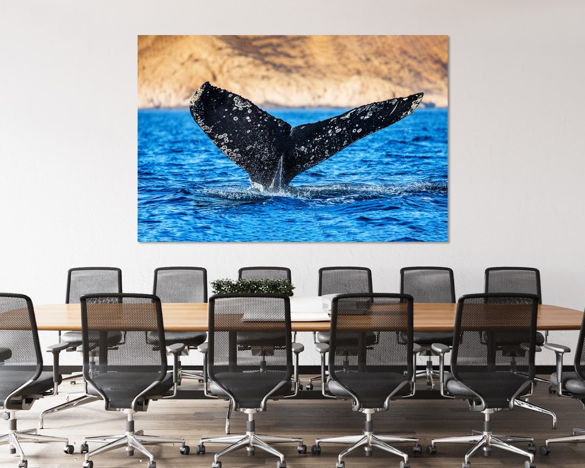 Humpback Whale Tail Flukes Breaching Blue Ocean Waves Wildlife Poster - Image 4