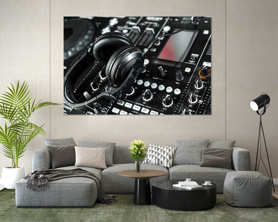 DJ Mixer Console With Headphones Music Studio Equipment Wall Art - Image 8