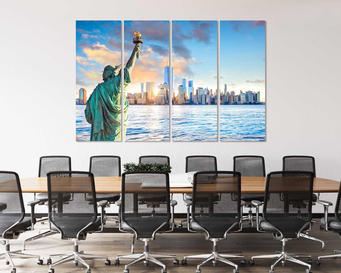 Statue of Liberty New York City Skyline Sunset Manhattan Poster - Image 4