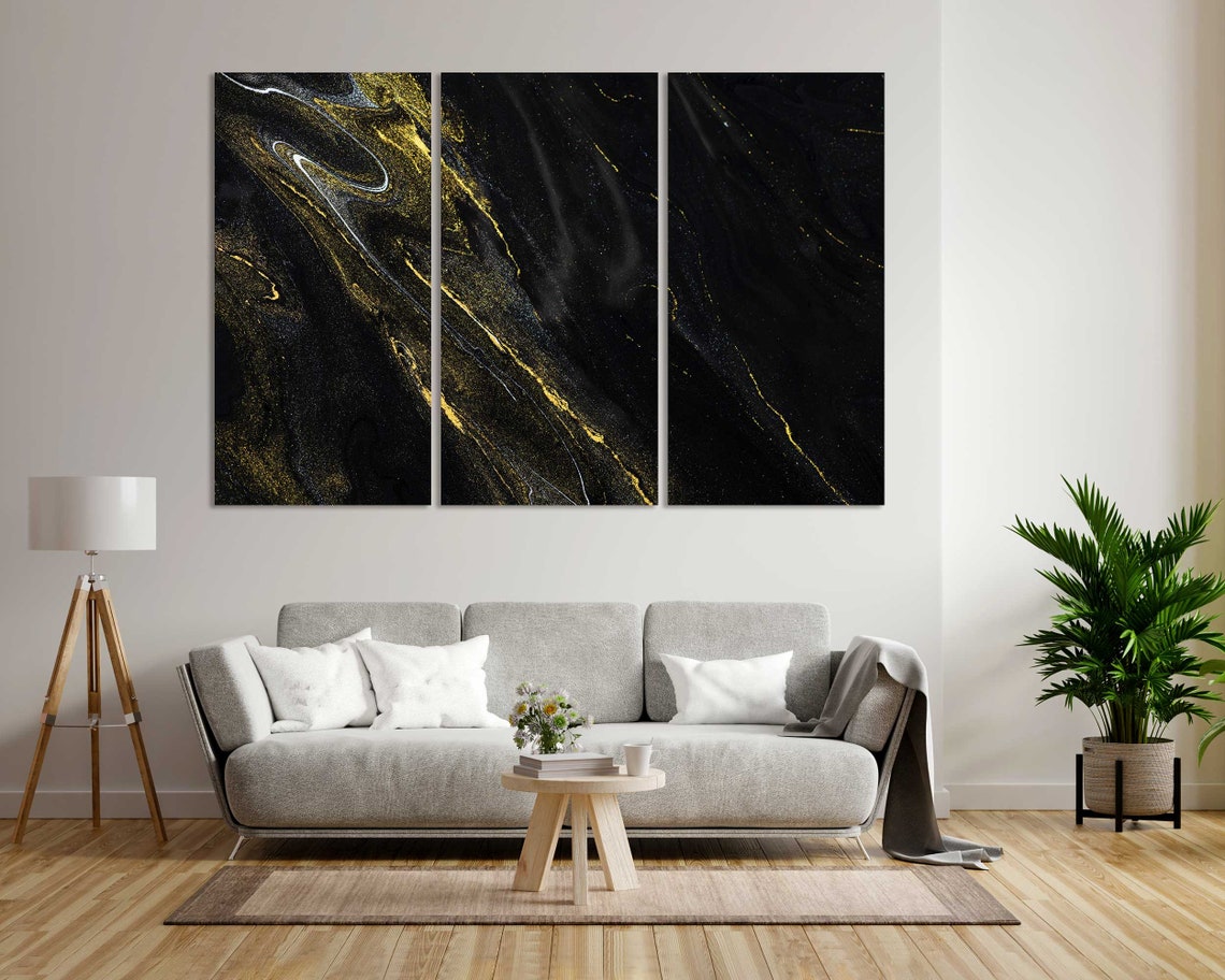 Black Gold Marble Swirl Luxury Abstract Dark Background Wall Poster - Image 8