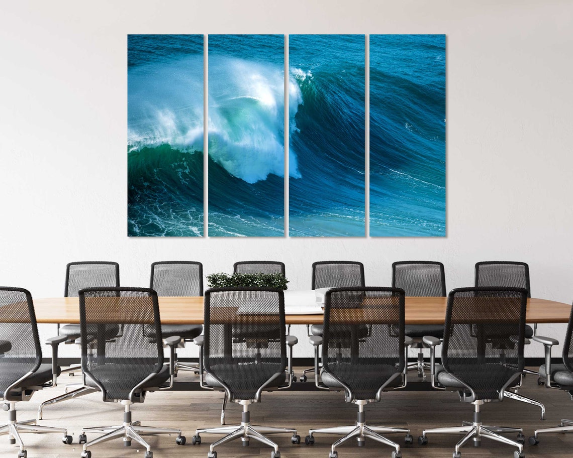 Mighty Blue Ocean Wave Curling White Foam Powerful Sea Surf Poster - Image 4