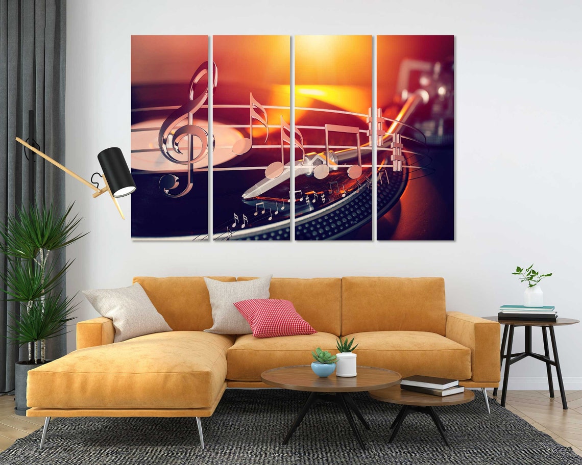 Vinyl Record Player Music Notes Warm Glow Retro Music Art Poster - Image 5